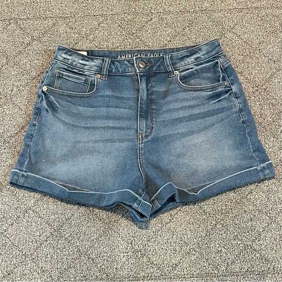 American Eagle Outfitters Pants - American Eagle Shorts Womens Size 10 Blue Stretch Mom Shorts Cuffed Denim